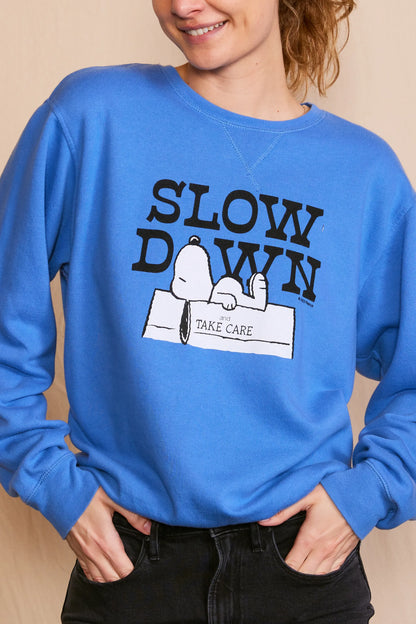 Peanuts Slow Down Authentic Vintage Womens Crewneck Sweatshirt