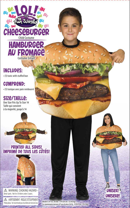 Festive Screen Print Cheese Burger Hamburger Child American Food Costume