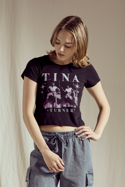Tina Turner Crop Tee Womens T Shirt Black