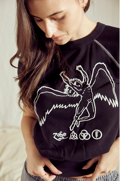 Led Zeppelin Short Sleeve Icarus Womens Raglan T Shirt Black