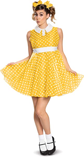Gabby Yellow Polka Dot 50's Dress Toy Story Adult Halloween Costume Medium 8-10