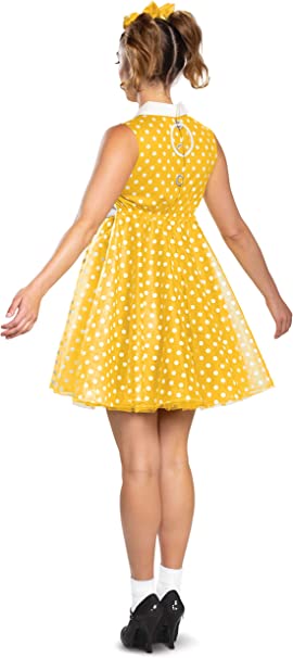 Gabby Yellow Polka Dot 50's Dress Toy Story Adult Halloween Costume Large 12-14