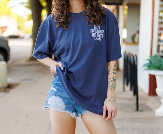 Not Friendly Do Not Touch T Shirt Navy Blue