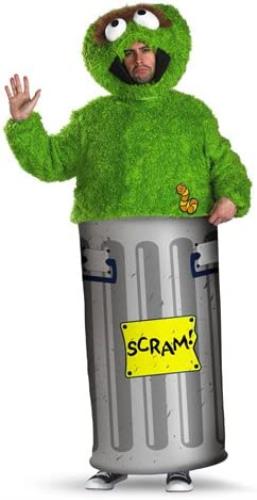 Oscar The Grouch Trash Can Sesame Street Deluxe Adult Costume X-Large 42-46