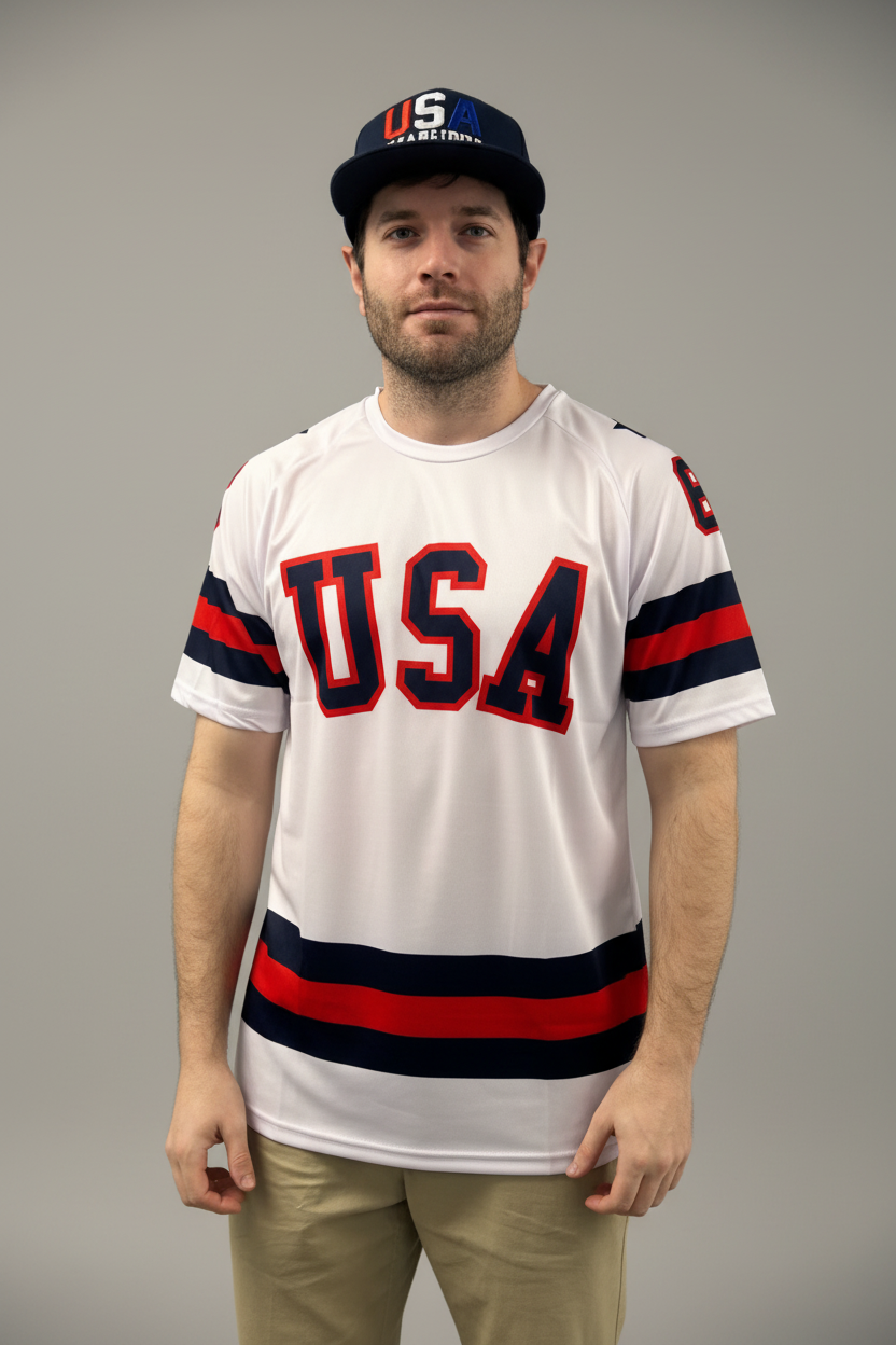 USA Hockey Adult Miracle on Ice 1980 Team Jersey Authentic White T-Shirt