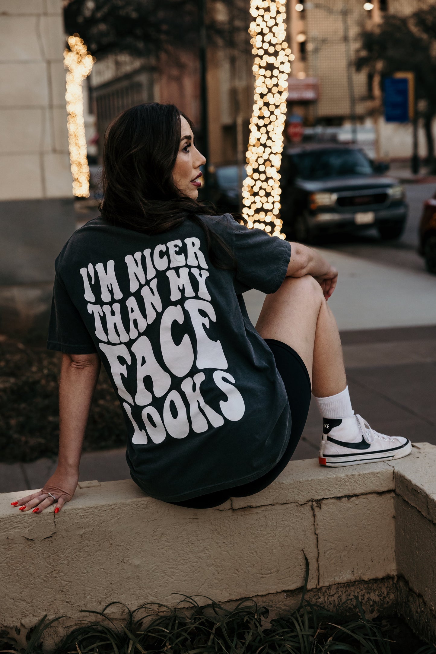 I'm Nicer Than My Face Looks Graphic Tee Womens T Shirt Black