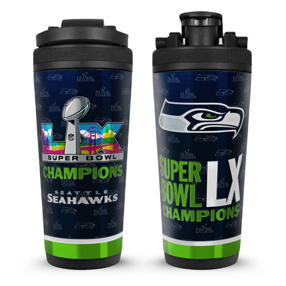 Seattle Seahawks Superbowl LX Champions 26oz Ice Shaker Cup Officially Licensed