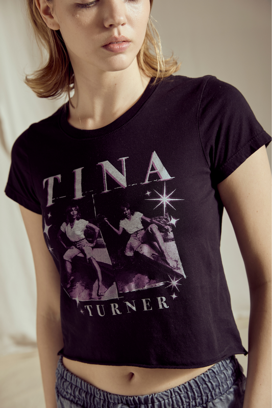 Tina Turner Crop Tee Womens T Shirt Black