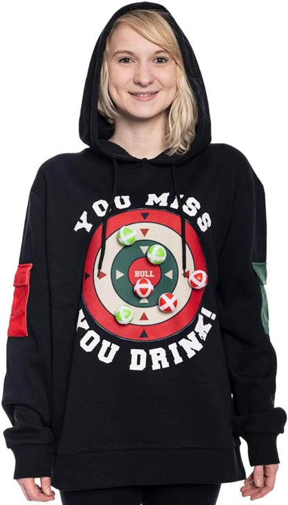 Dart Board Game You Miss You Drink Hoodie