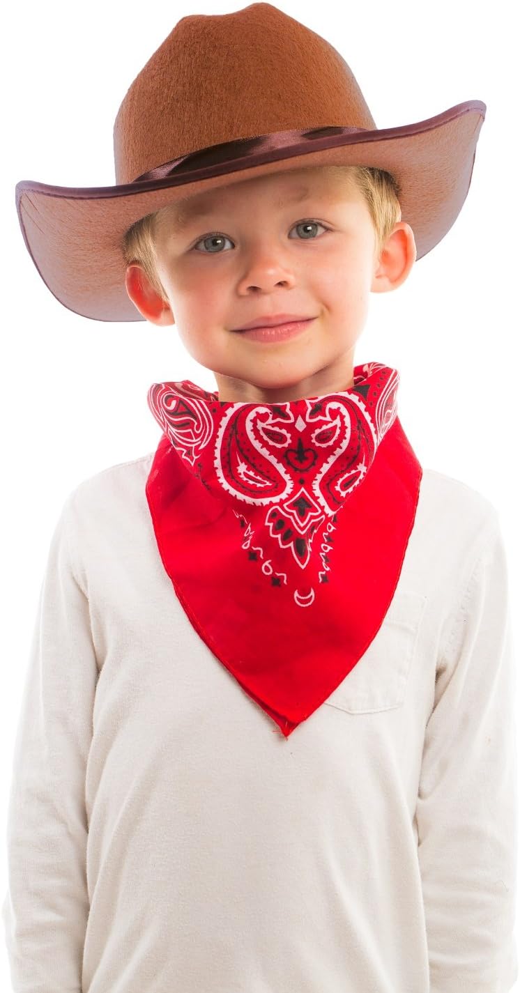 Jr Brown Cowboy Hat with Red Bandana Kids Child Hat
