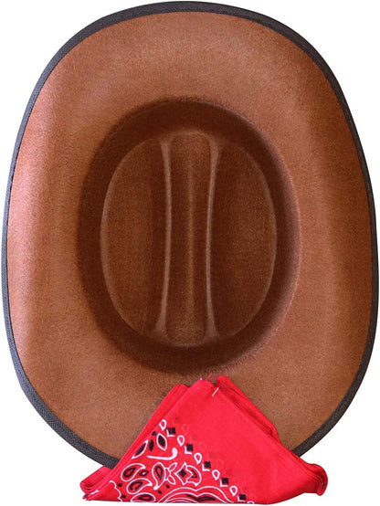 Jr Brown Cowboy Hat with Red Bandana Kids Child Hat
