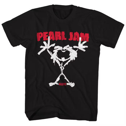Pearl Jam Alive Stickman Set List Mens T Shirt Black