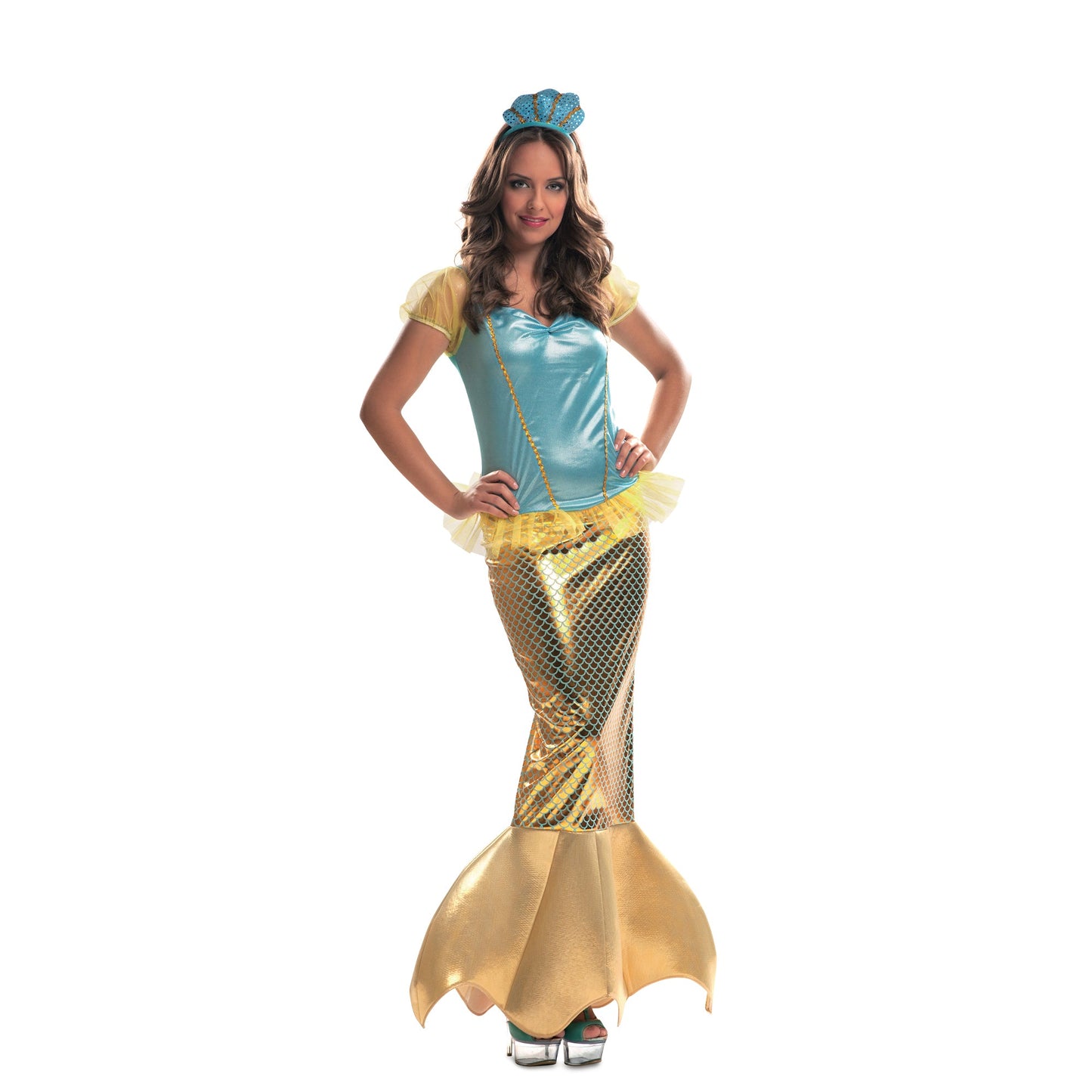 Mermaid Gold and Blue Dress Adult Costume Medium/Large