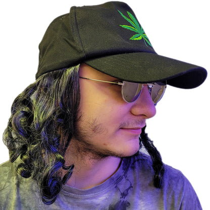 Just Grateful Hat with Gray Hair & Glasses Pot Leaf Herb Hippie Baseball Cap Hat