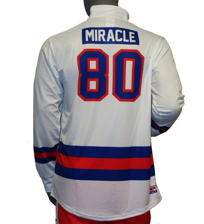 USA Hockey Adult Miracle on Ice 1980 Team Jersey White Lightweight 1/4 Zip Longsleeve Jersey Shirt