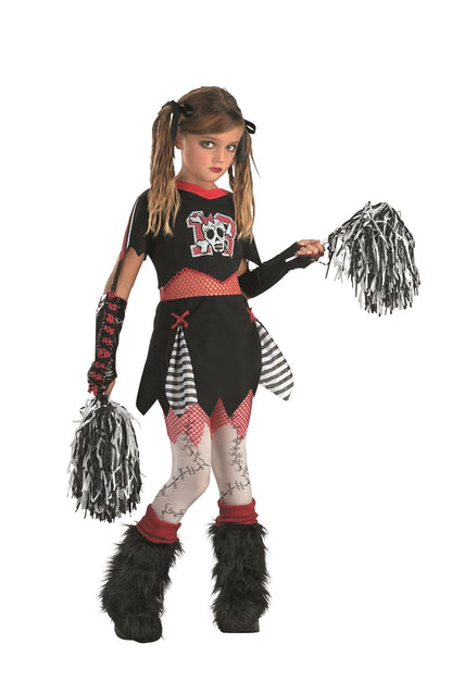 Girls Cheerless Leader Gothic Zombie Cheerleader Child Costume Size XL 14-16
