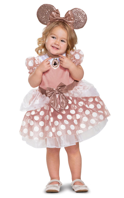 Disney Minnie Mouse Rose Gold Dress Girls Classic Child Costume Toddler 2T