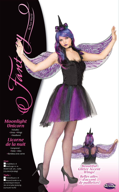 Moonlight Unicorn Gothic Fairy Dress Purple Adult Costume S/M 2-8