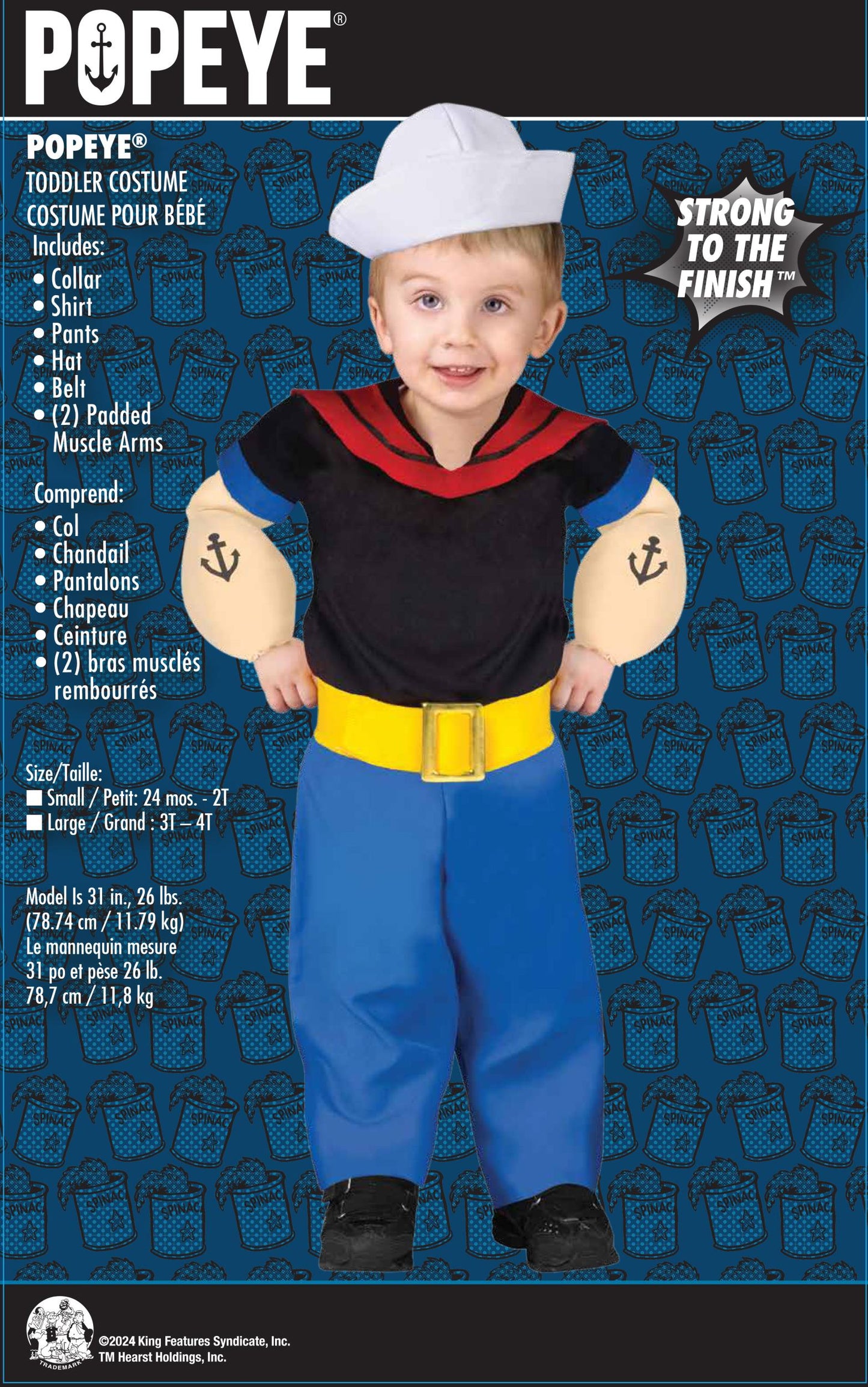 Popeye Baby Toddler Costume Small 24 months - 2T