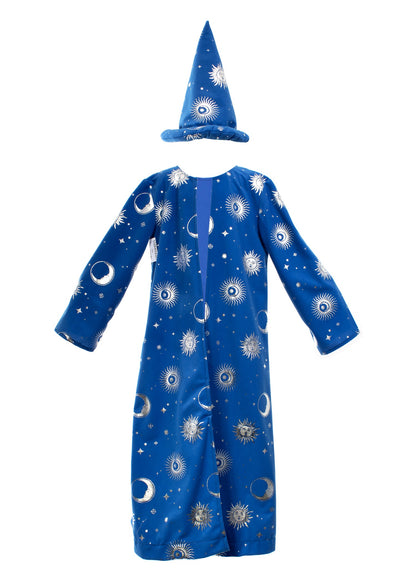 Wizard Robe Blue With Hat and Beard Costume