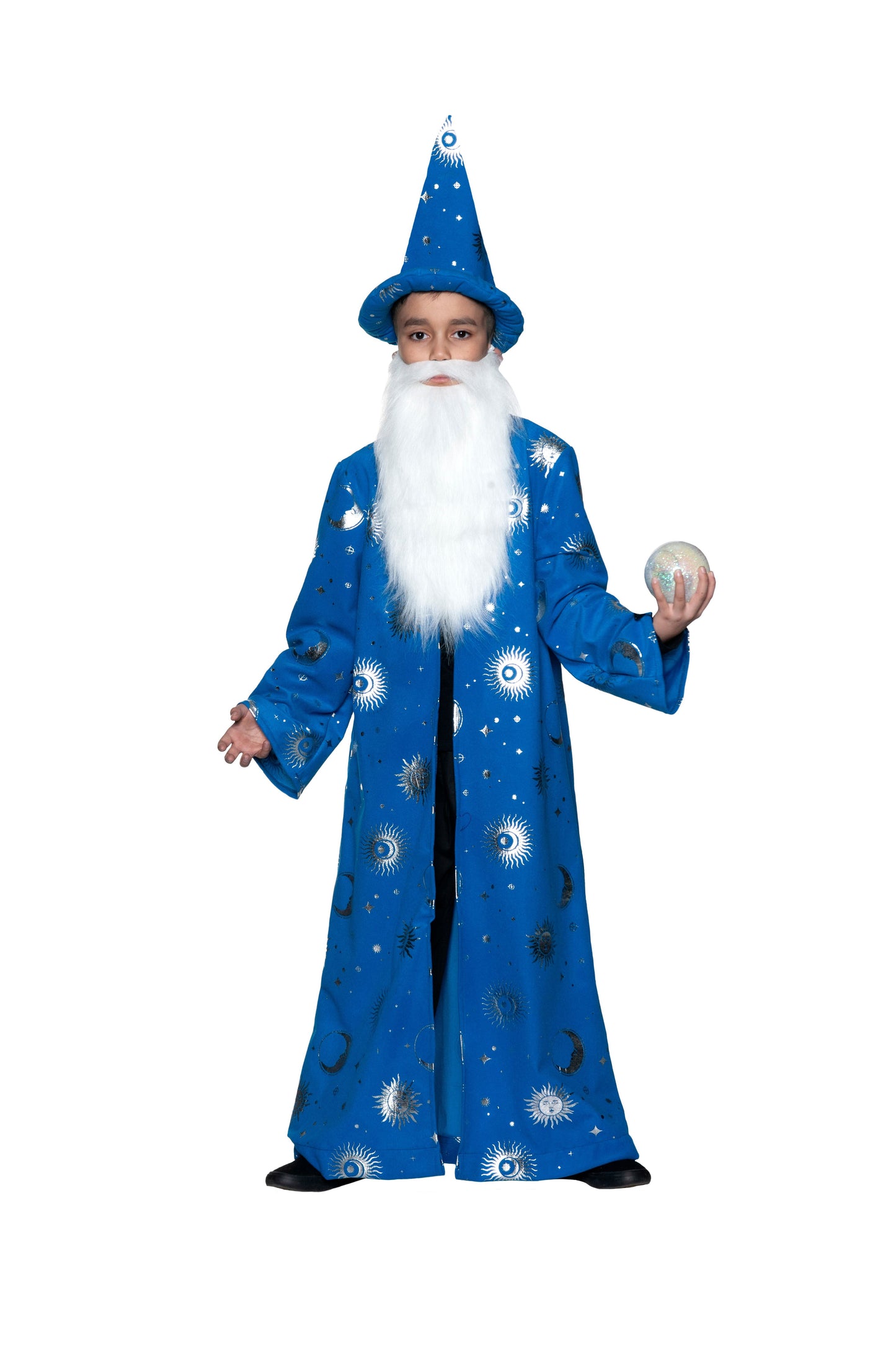 Wizard Robe Blue With Hat and Beard Costume