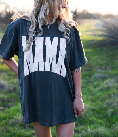 Mama Checkered Graphic Tee Womens T Shirt