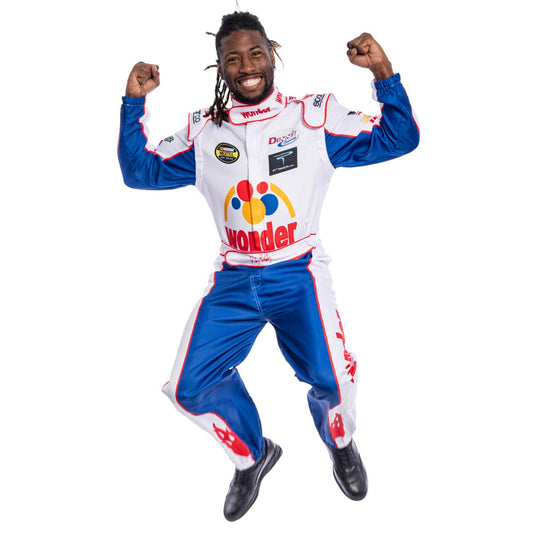 WonderBread Jumpsuit: Ricky Bobby Race Driver Costume Mashup (No Embroidery) for Adult Halloween Cosplay