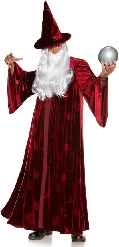 Adult Burgundy Wizard Stargazer Fantasy Magic Sorcerer Men's Costume