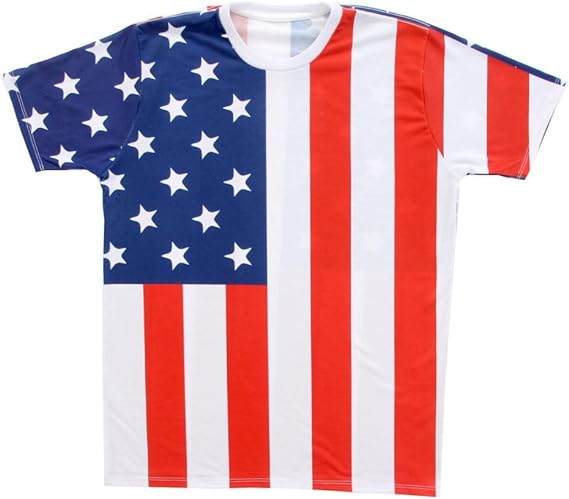 USA American Flag Sublimation Adult White T Shirt