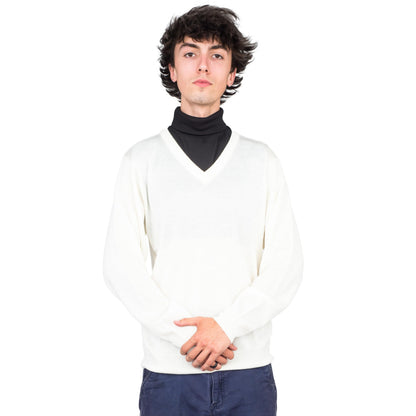 Crazy Cousin White V-Neck Sweater with Black Dickey