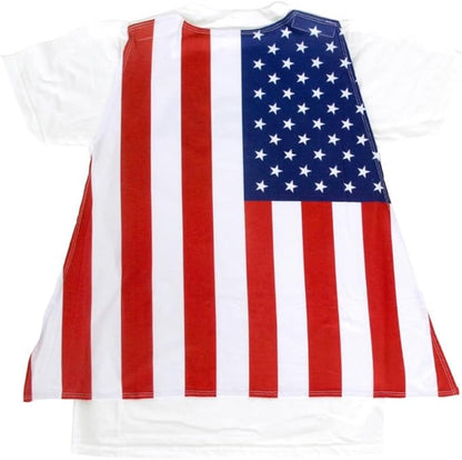 Costume Agent USA Mens T Shirt with American Flag Cape