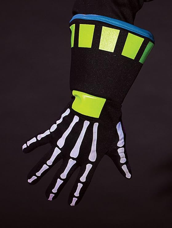 Ravin' Neon Skeletech  Skeleton Adult Gloves Black Light Glow