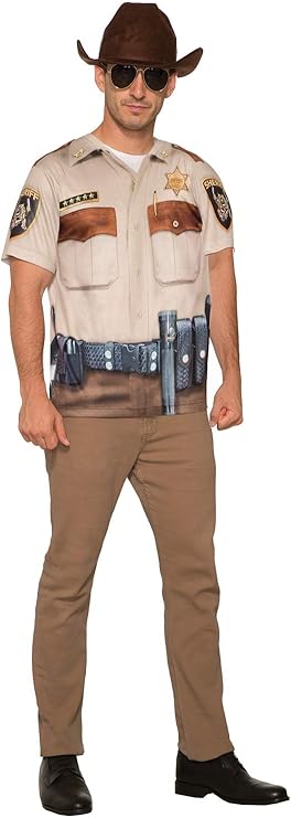Men 3d Sheriff Man Photo-real Printed Costume Top Standard
