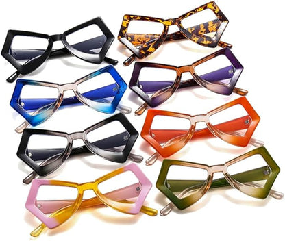 Vintage Polygon Irregular Cat Eye Adult Clear Blue Light Blocking Glasses