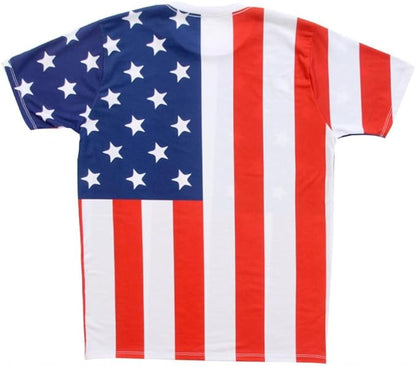 USA American Flag Sublimation Adult White T Shirt