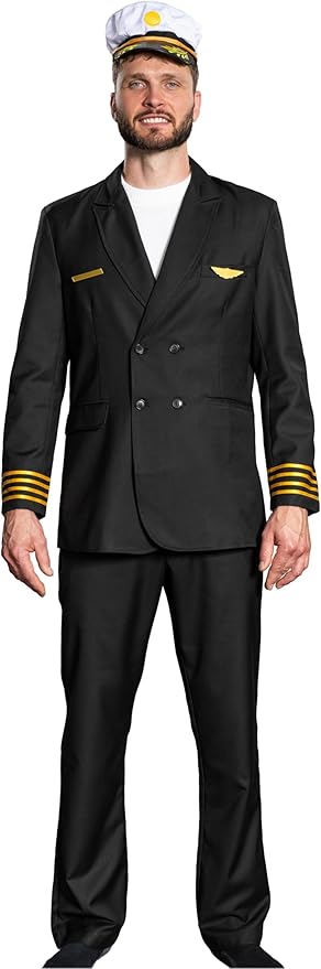 Adult Men's Pilots Uniform Halloween Cosplay Costume Deluxe Set
