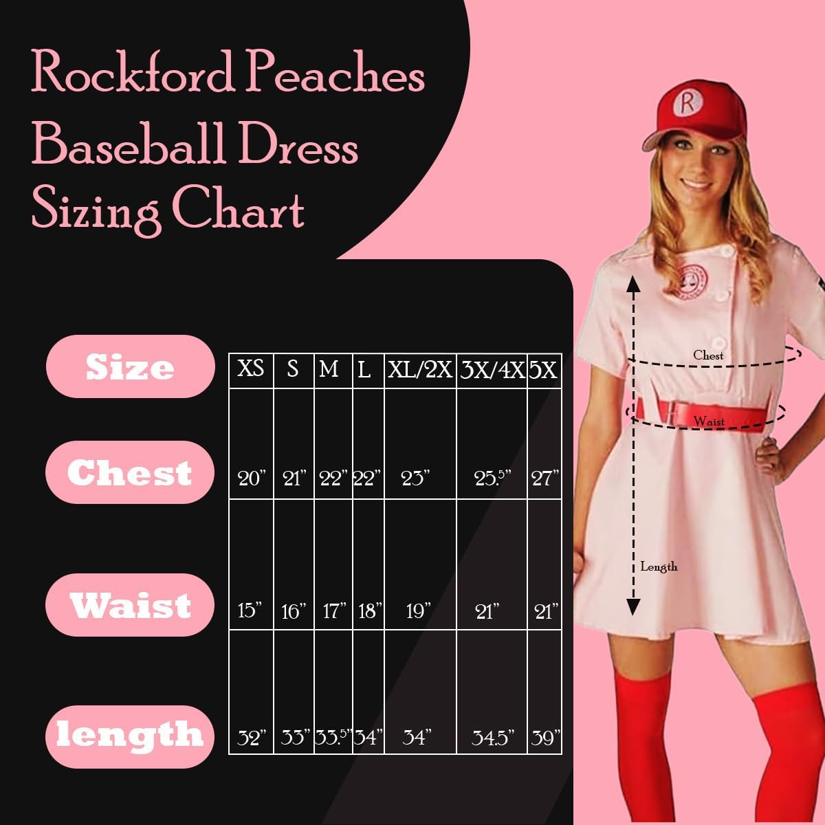 Rockford Peaches AAGPBL Baseball Halloween Costume Dress