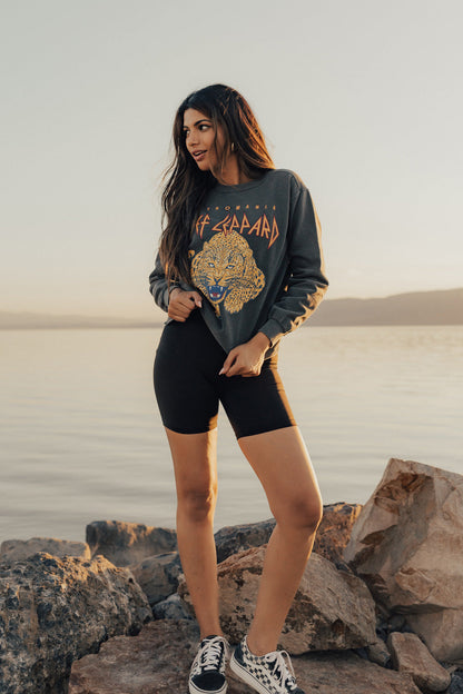Def Leppard Upcycle Golden Womens Sweatshirt Vintage Black