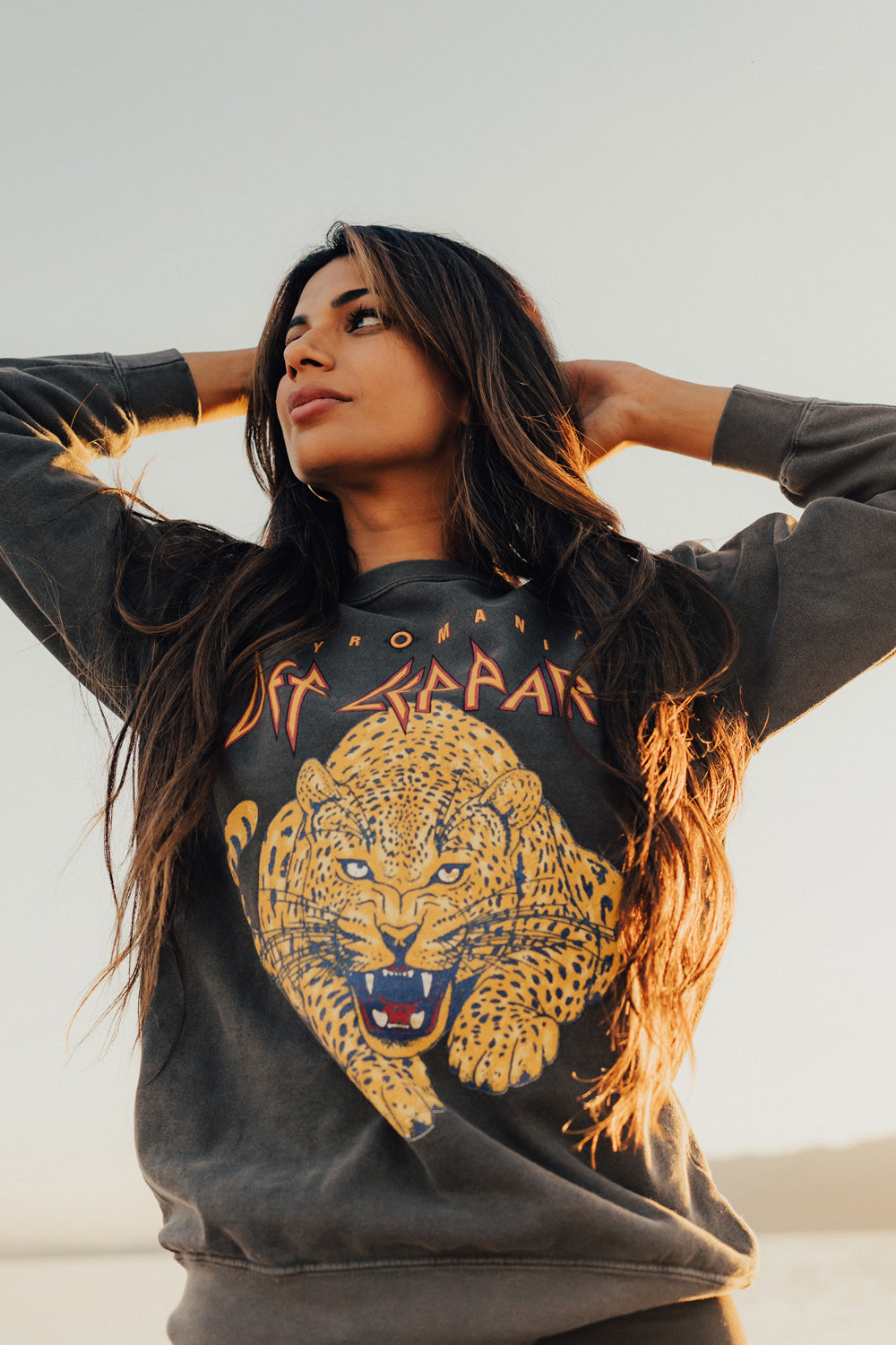 Def Leppard Upcycle Golden Womens Sweatshirt Vintage Black