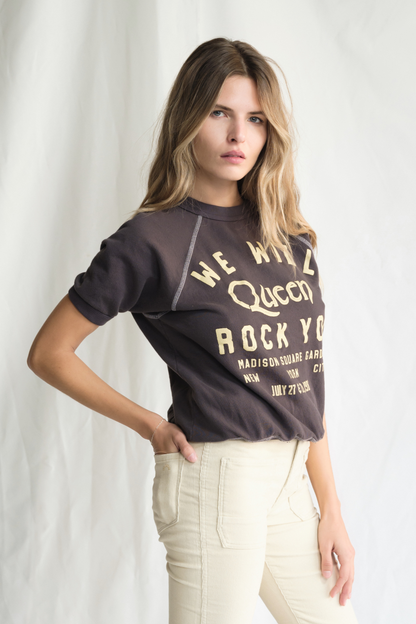Queen We Will Rock You Womens Raglan T Shirt Vintage Black