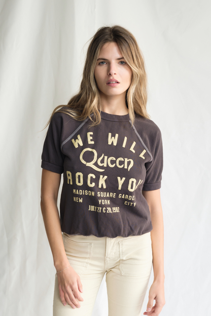Queen We Will Rock You Womens Raglan T Shirt Vintage Black