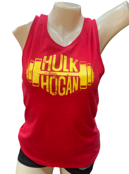 Hulk Hogan Red Dumbbell Relaxed Fit Womens Tank Top Shirt Red