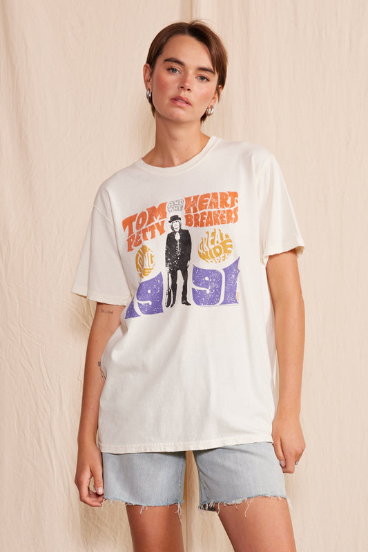 Tom Petty Great Wide Open Crew Neck Tee Womens T Shirt White