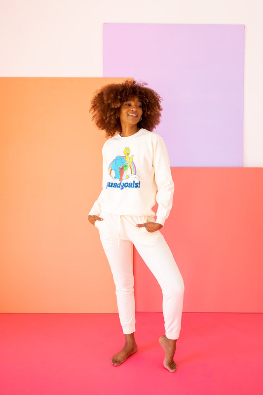 Sesame Street Squad Goals Womens Crewneck Sweatshirt Ivory