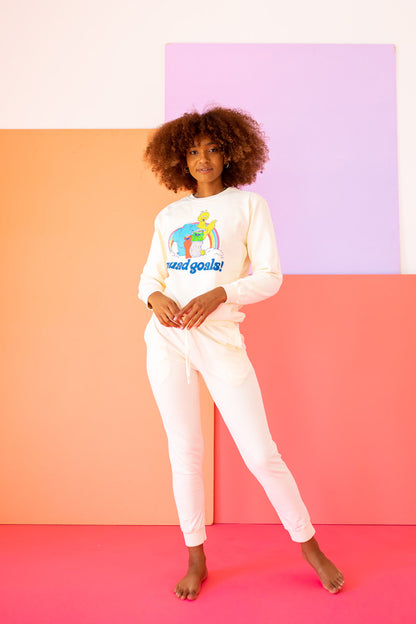 Sesame Street Squad Goals Womens Crewneck Sweatshirt Ivory
