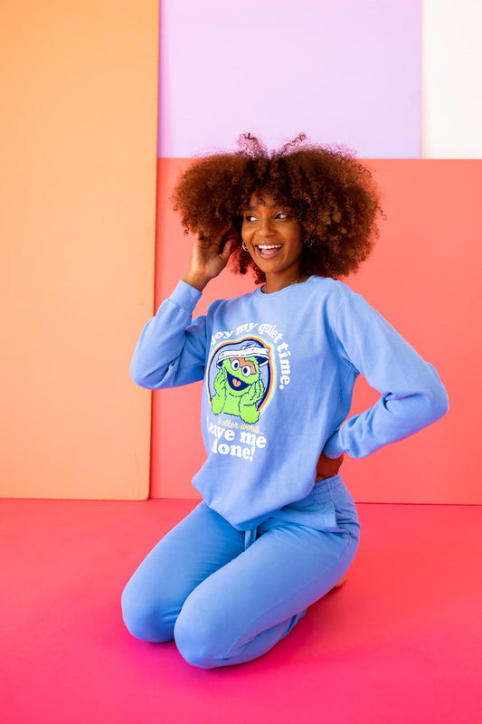 Anti-Social Oscar The Grouch Womens Sweatshirt Blue