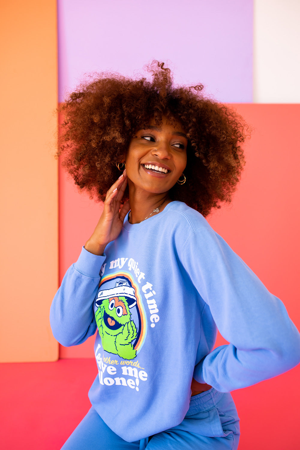 Anti-Social Oscar The Grouch Womens Sweatshirt Blue