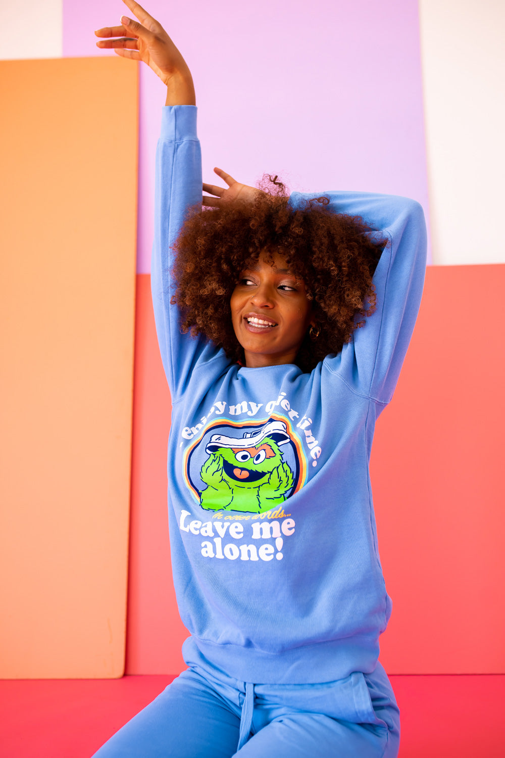Anti-Social Oscar The Grouch Womens Sweatshirt Blue