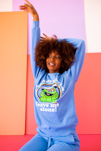 Anti-Social Oscar The Grouch Womens Sweatshirt Blue