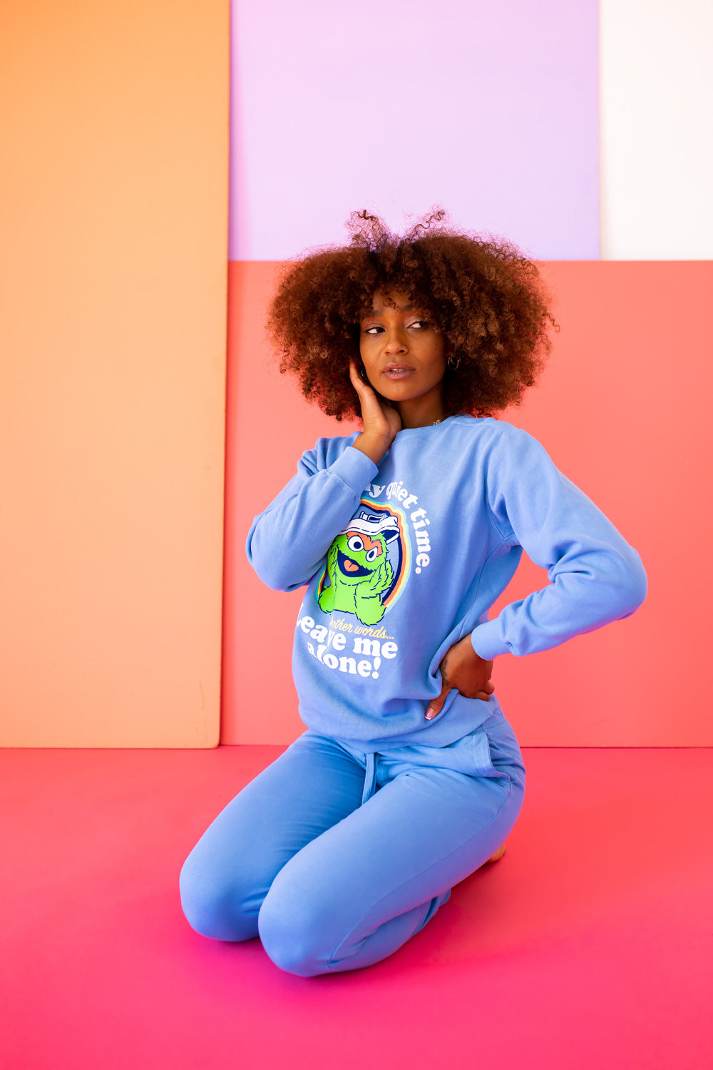 Anti-Social Oscar The Grouch Womens Sweatshirt Blue